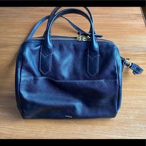 Fossil black leather crossbody handbag